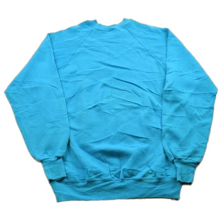 Vintage 1990s Blank Light Blue Crewneck Sweatshirt Men's Small - Image 2