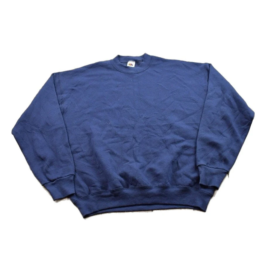 Vintage 1990s Blank Navy Blue Crewneck Sweatshirt Men's Large