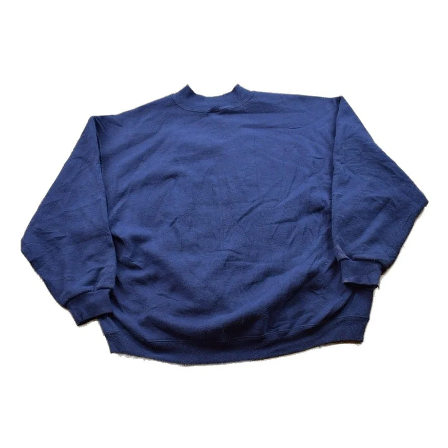 Vintage 1990s Blank Navy Blue Crewneck Sweatshirt Men's Medium - Image 2
