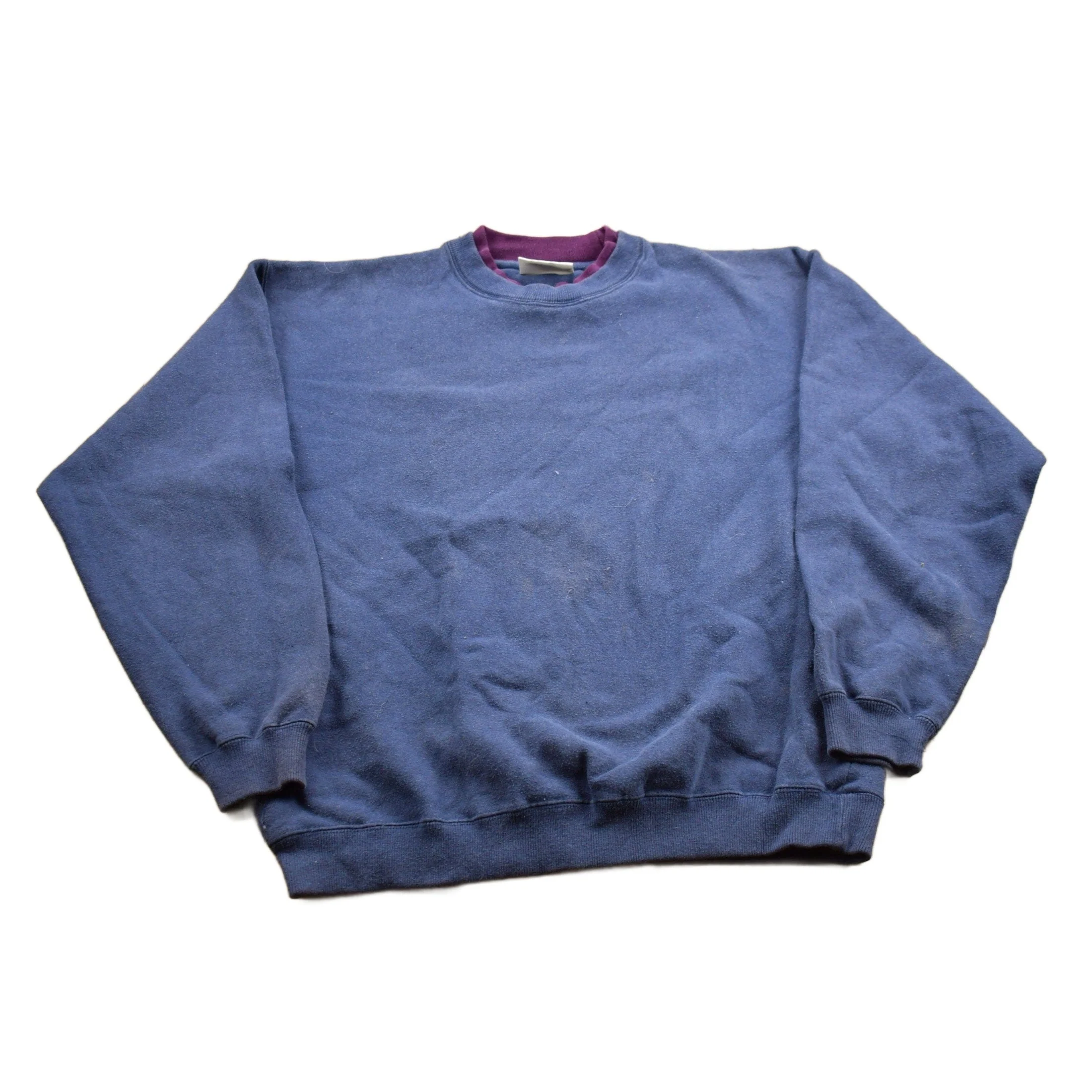 Vintage 1990s Blank Navy Blue Crewneck Sweatshirt Men's Small
