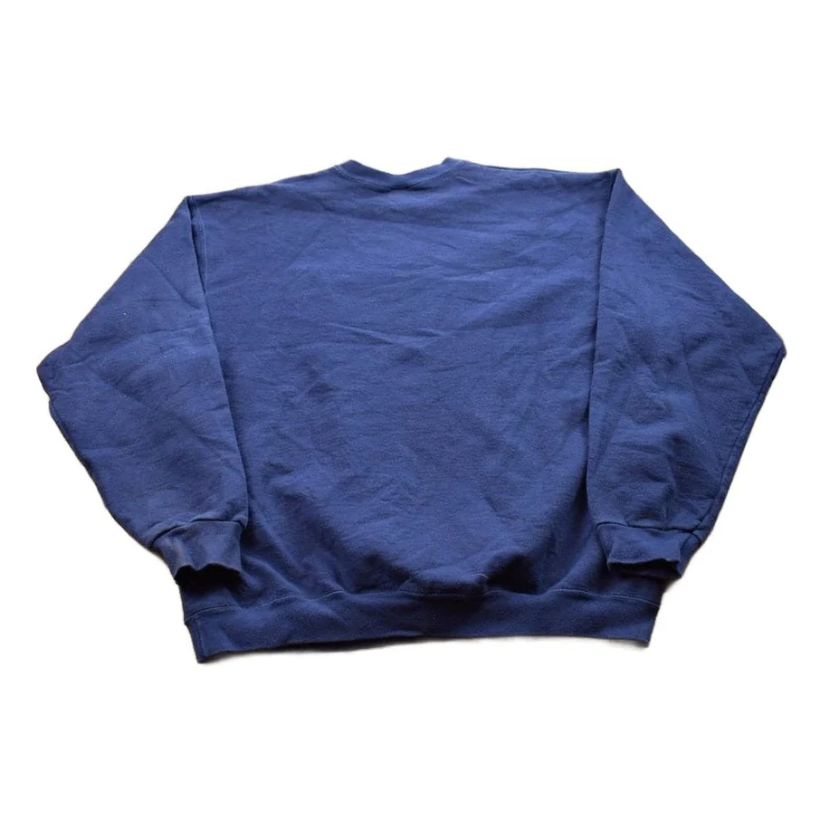 Vintage 1990s Blank Navy Blue Crewneck Sweatshirt Men's XL - Image 2