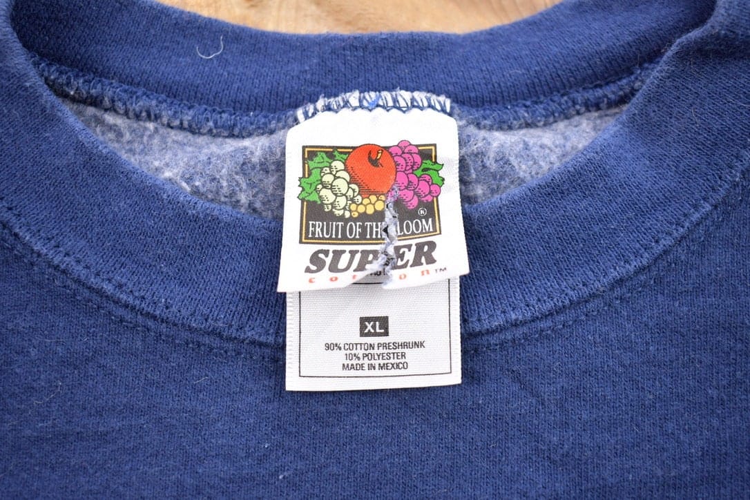Vintage 1990s Blank Navy Blue Crewneck Sweatshirt Men's XL - Image 3