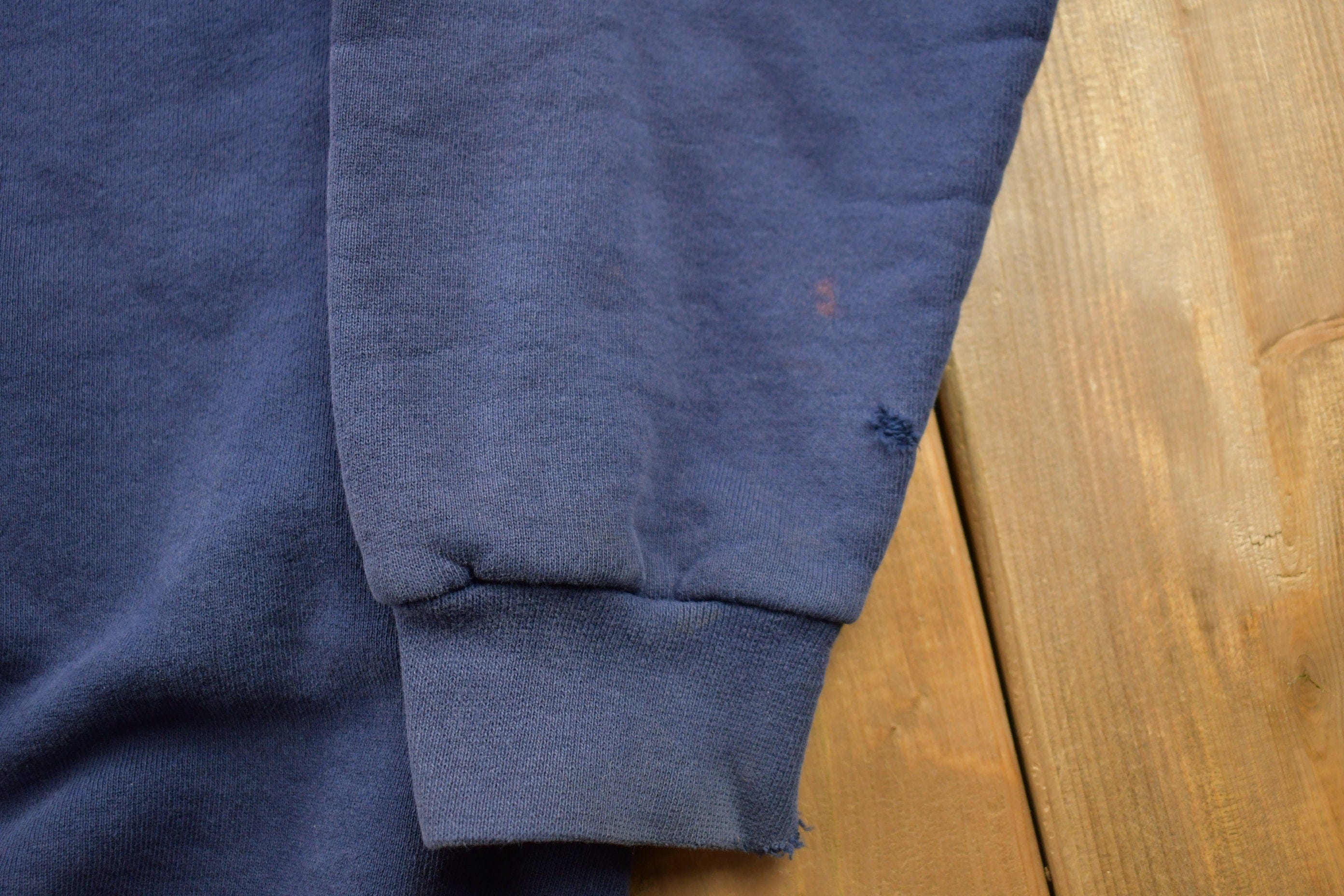 Vintage 1990s Blank Navy Blue Pluma Crewneck Sweatshirt Men's XL - Image 3