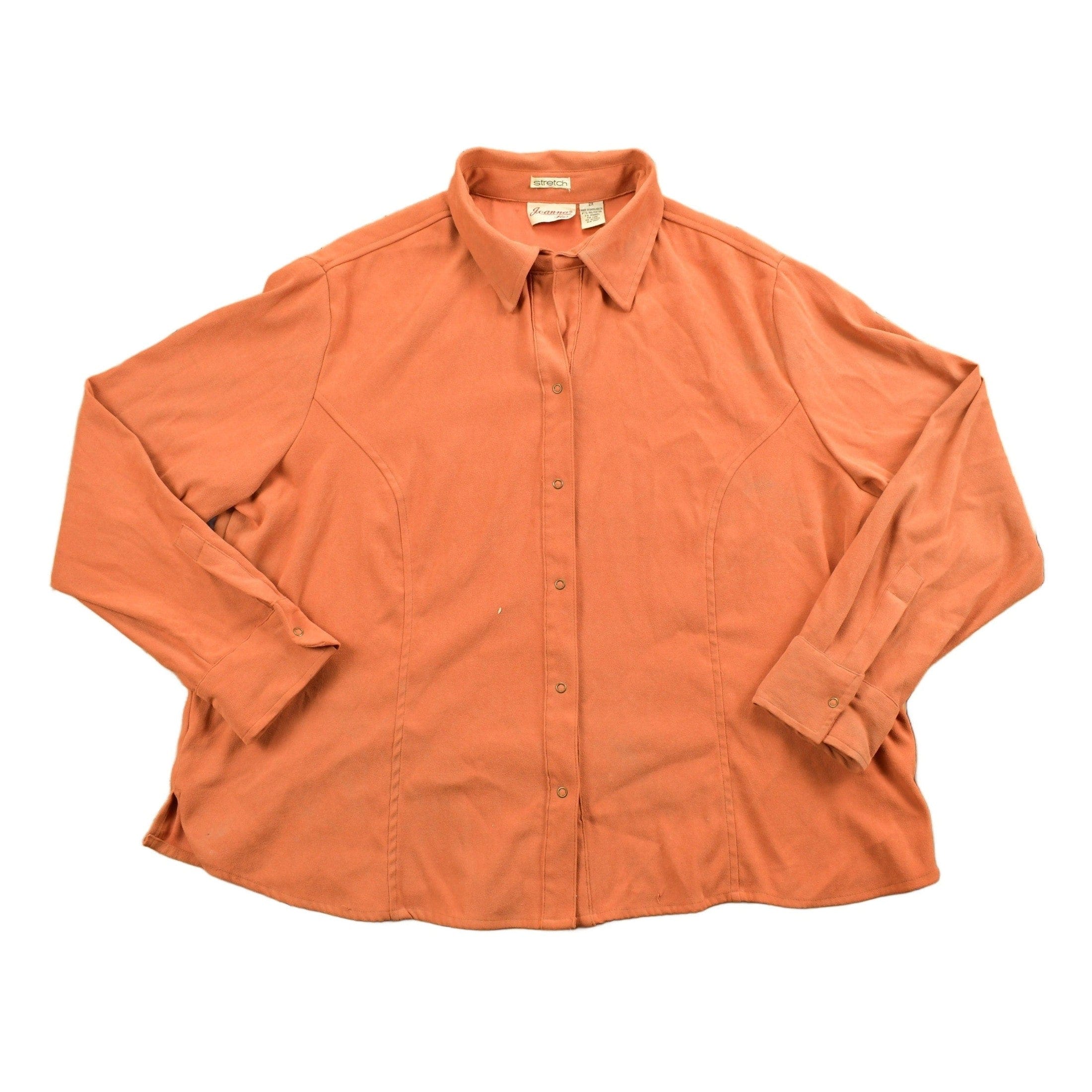 Vintage 1990s Blank Orange Button Up Shirt Men's Large