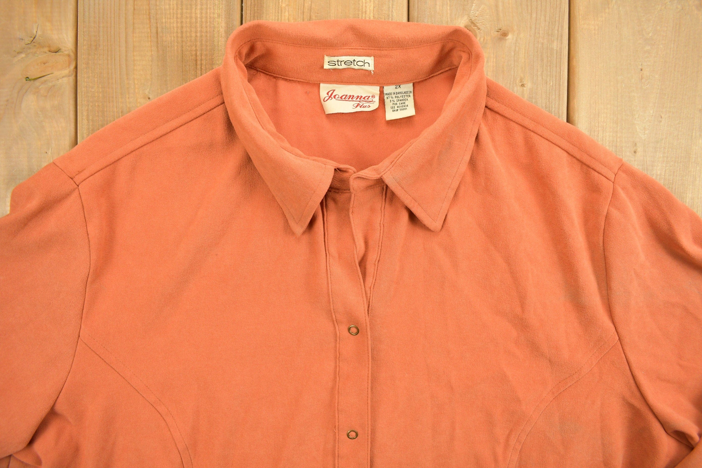 Vintage 1990s Blank Orange Button Up Shirt Men's Large - Image 3