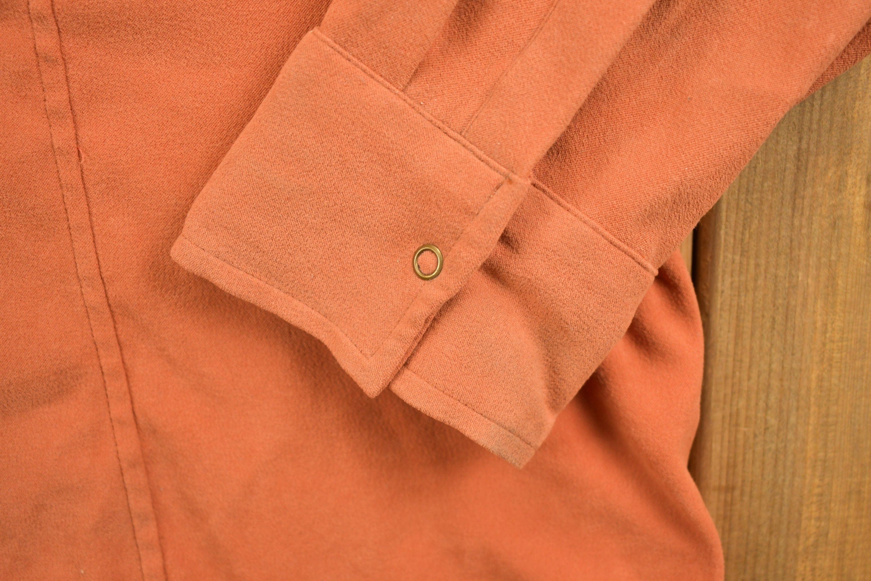 Vintage 1990s Blank Orange Button Up Shirt Men's Large - Image 6