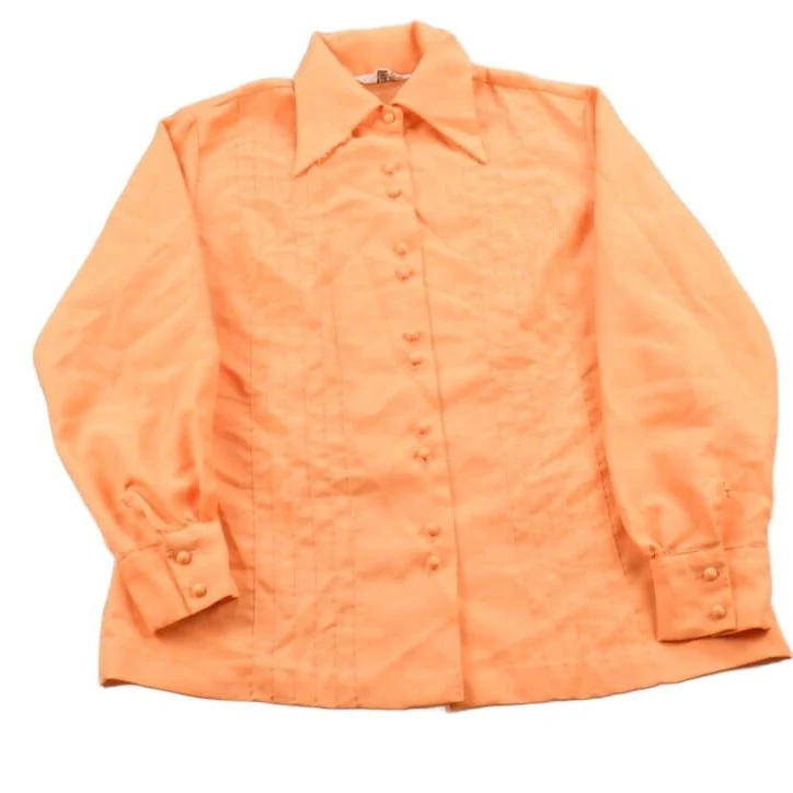 Vintage 1990s Blank Orange Button Up Shirt Men's Small