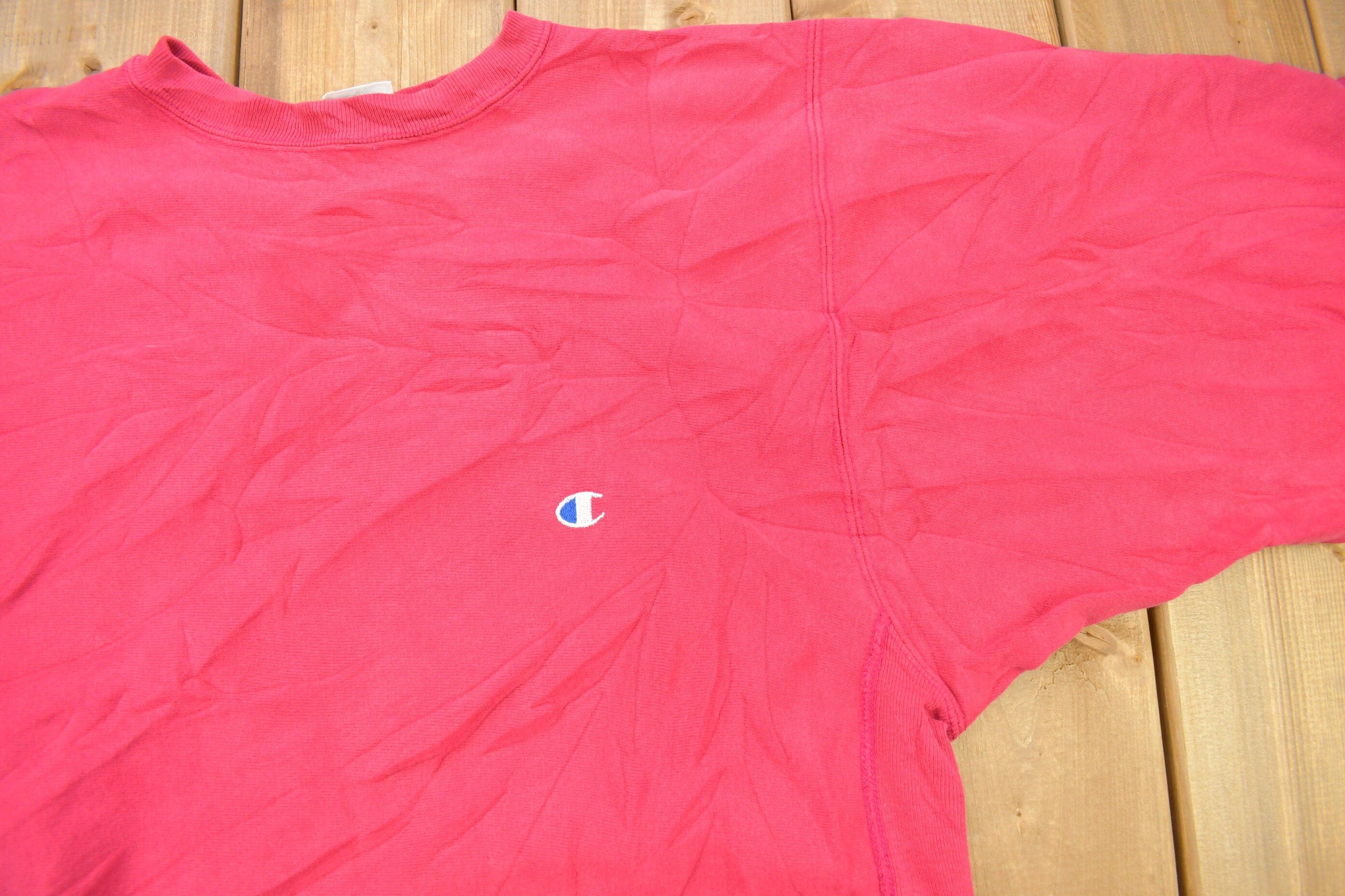 Vintage 1990s Blank Pink Champion Reverse Weave Crewneck Men's Large - Image 3