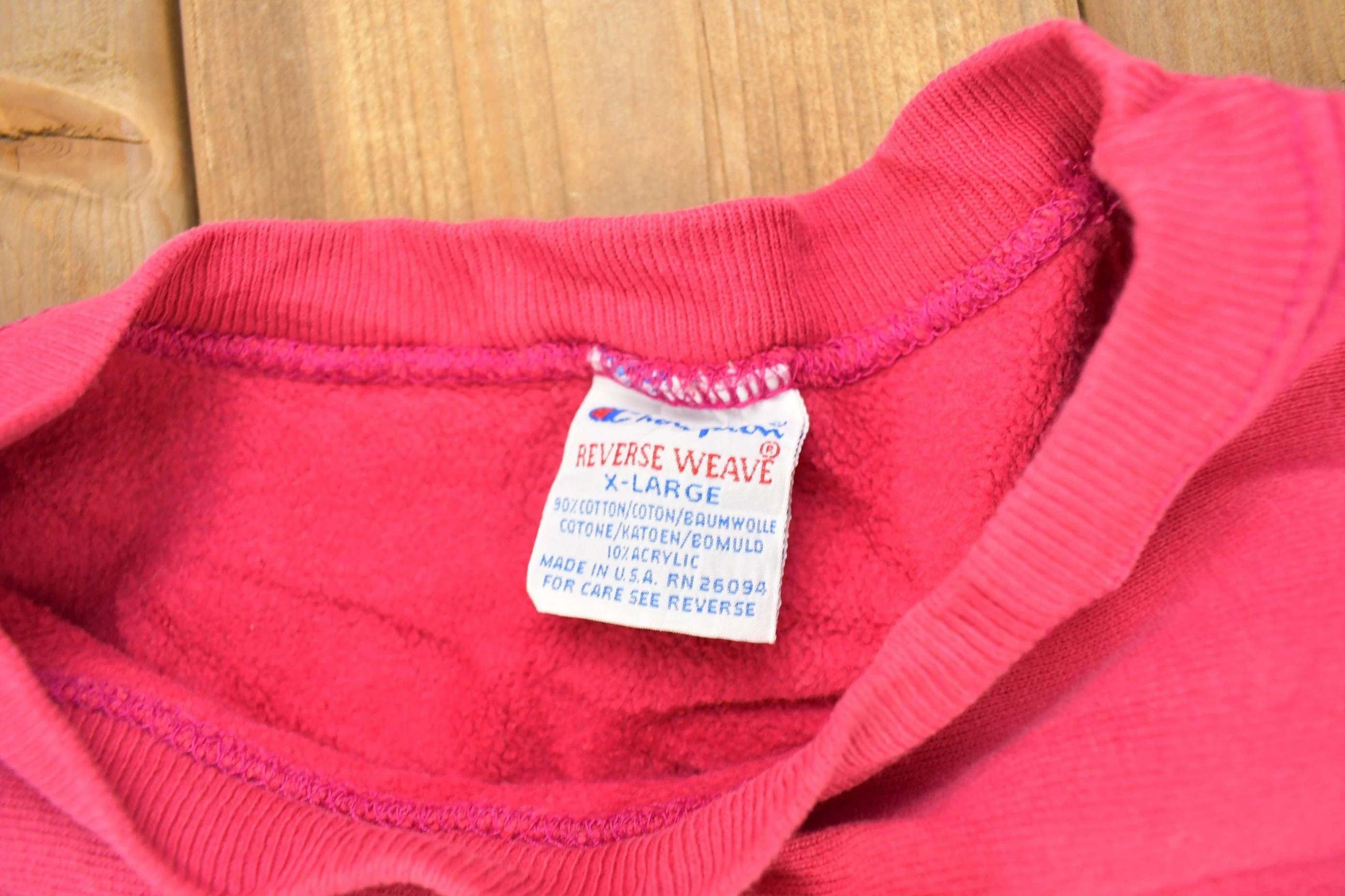 Vintage 1990s Blank Pink Champion Reverse Weave Crewneck Men's Large - Image 4