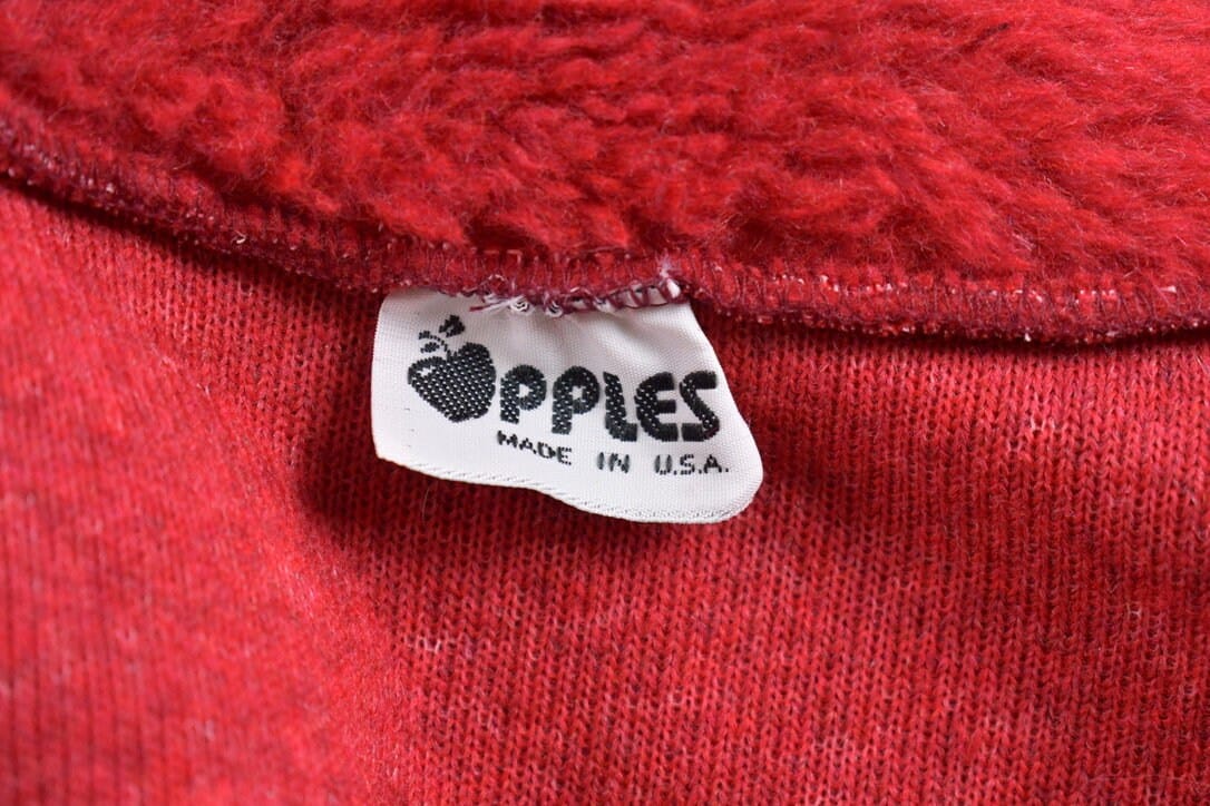 Vintage 1990s Blank Red Apples Full Zip Fleece Sweatshirt Men's Large - Image 3