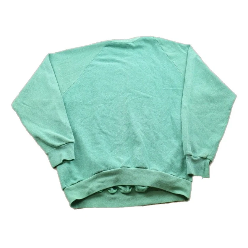 Vintage 1990s Blank Turquoise Crewneck Sweatshirt Men's Small - Image 2
