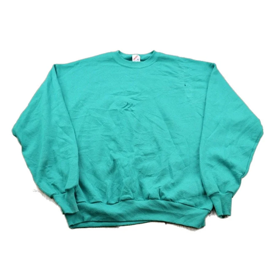 Vintage 1990s Blank Turquoise Crewneck Sweatshirt Men's Large