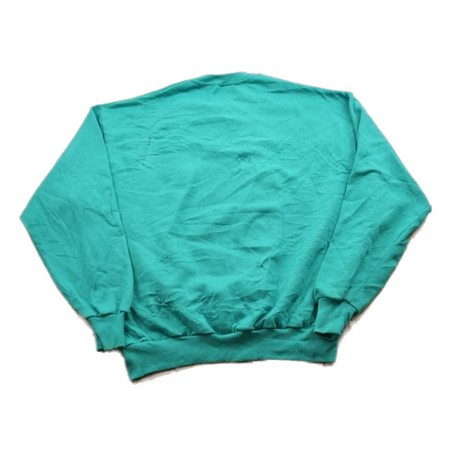 Vintage 1990s Blank Turquoise Crewneck Sweatshirt Men's Large - Image 2