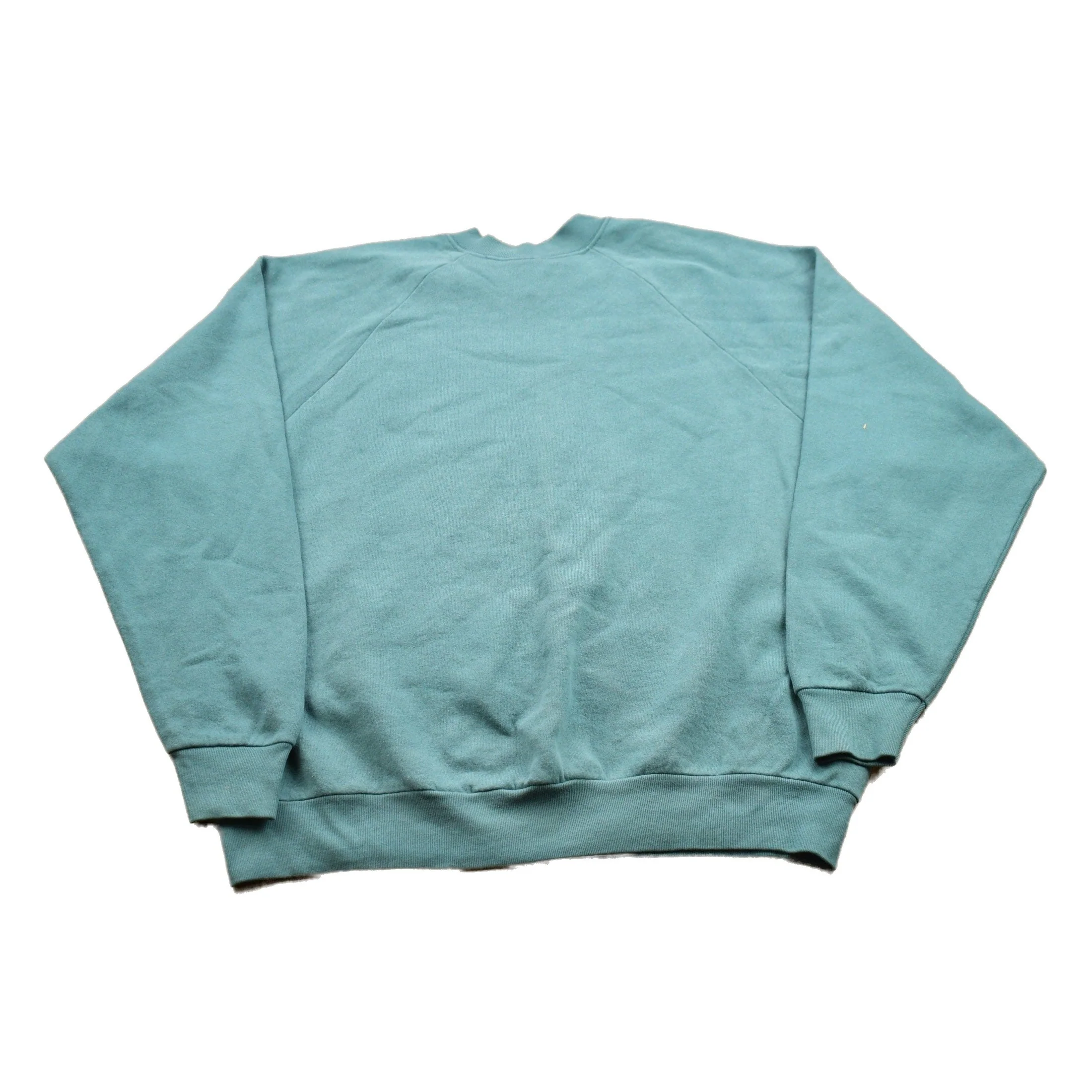 Vintage 1990s Blank Turquoise Crewneck Sweatshirt Men's Medium - Image 2