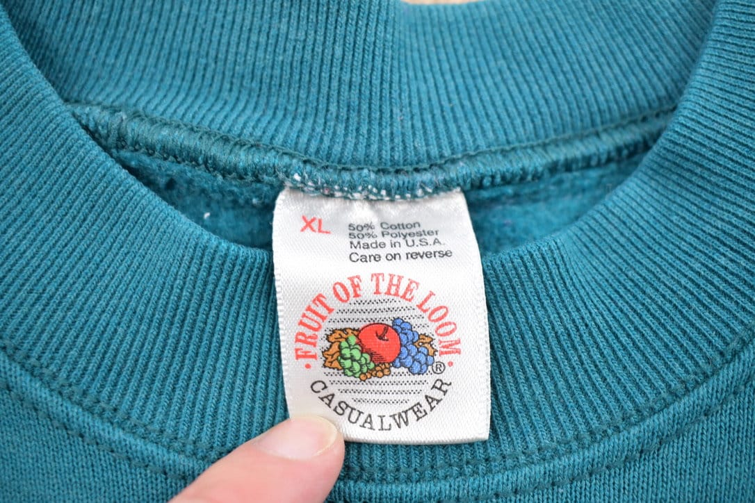 Vintage 1990s Blank Turquoise Crewneck Sweatshirt Women's L - Image 3