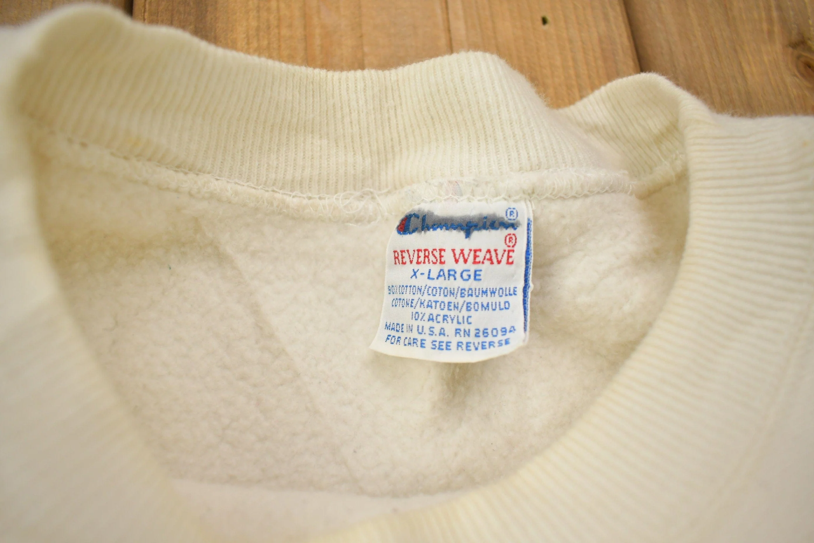 Vintage 1990s Blank White Champion Reverse Weave Crewneck Men's Large - Image 8
