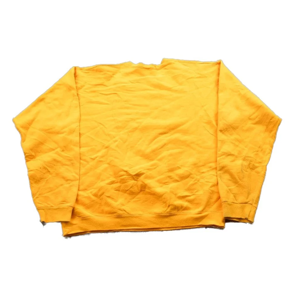 Vintage 1990s Blank Yellow Crewneck Sweatshirt Men's Large - Image 2