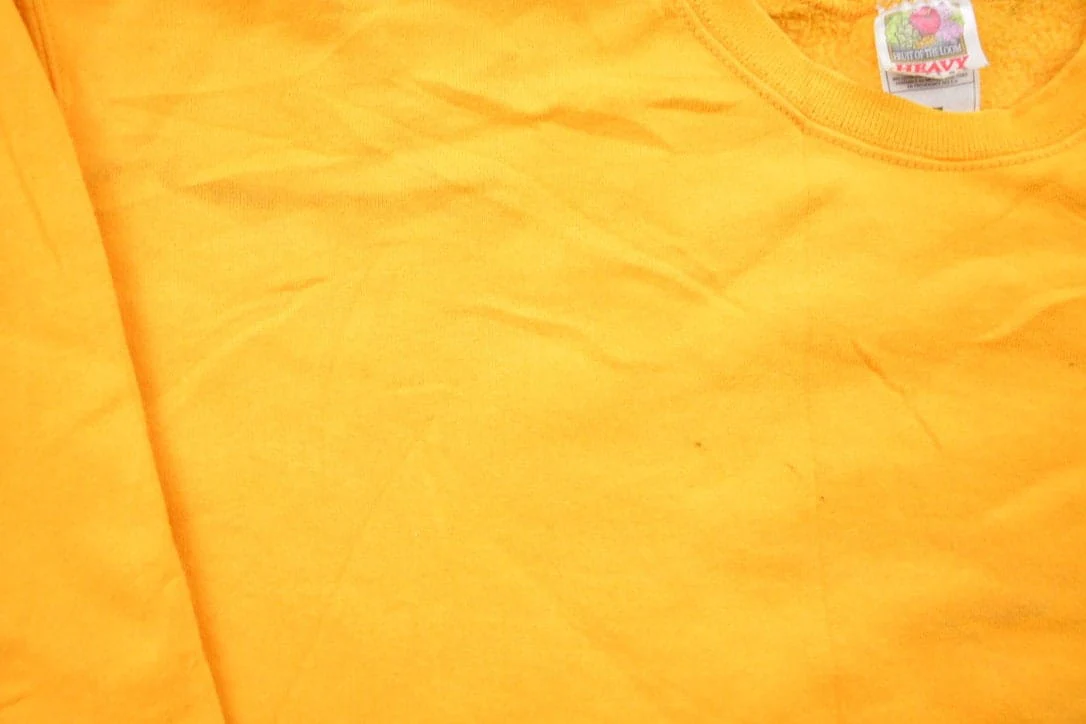 Vintage 1990s Blank Yellow Crewneck Sweatshirt Men's Large - Image 5