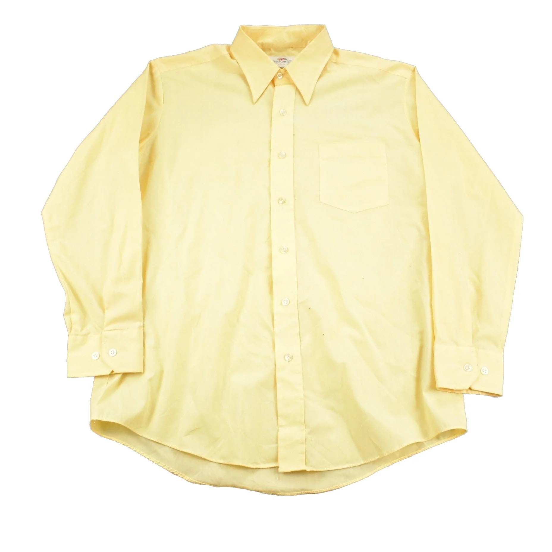 Vintage 1990s Blank Yellow Fruit Of The Loom Button Up Shirt Men's L