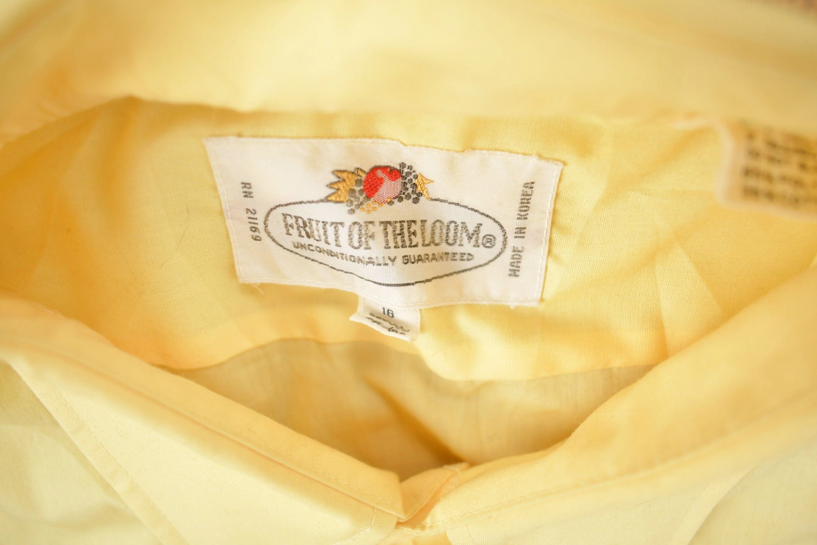 Vintage 1990s Blank Yellow Fruit Of The Loom Button Up Shirt Men's L - Image 4