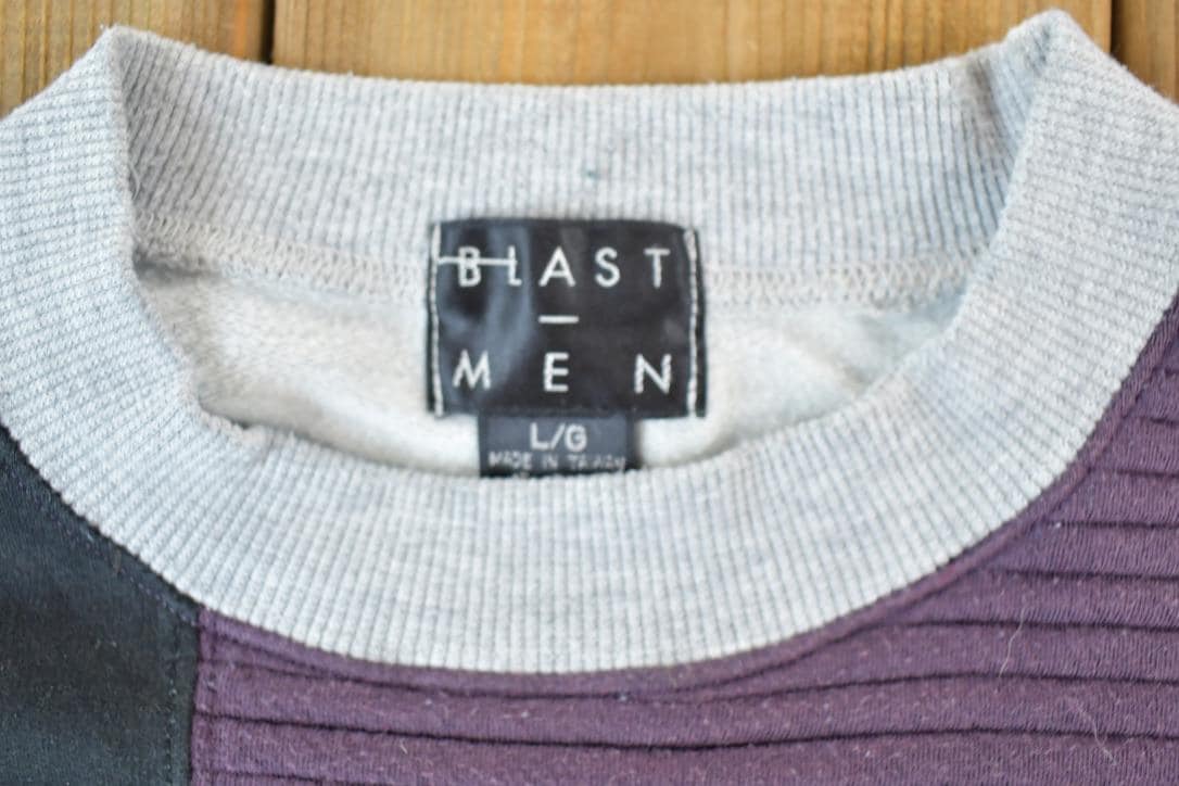 Vintage 1990s Blast Men Colour Block Crewneck Sweatshirt T Shirt Men's Large - Image 3