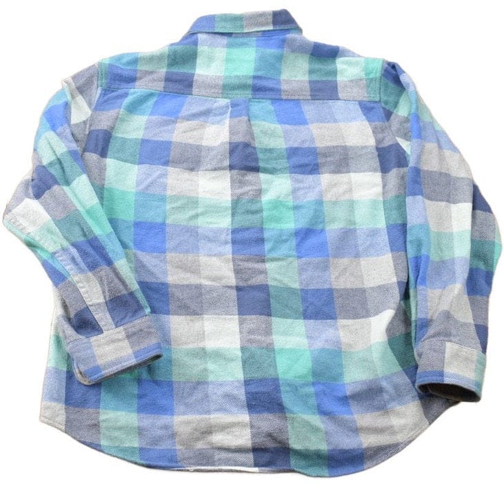 Vintage 1990s Blue Flannel Plaid Button Up Western Shirt Men's Large - Image 2
