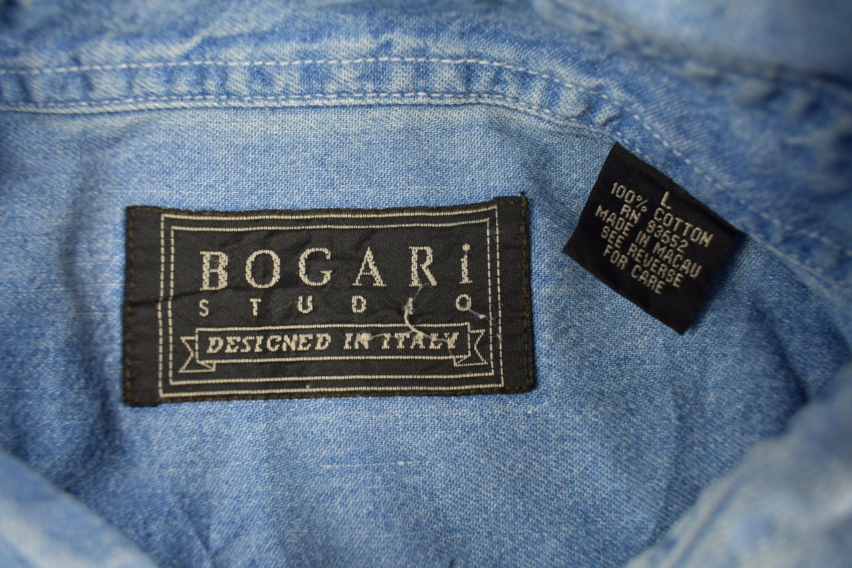 Vintage 1990s Bogari Denim Button Up Shirt Men's Large - Image 5