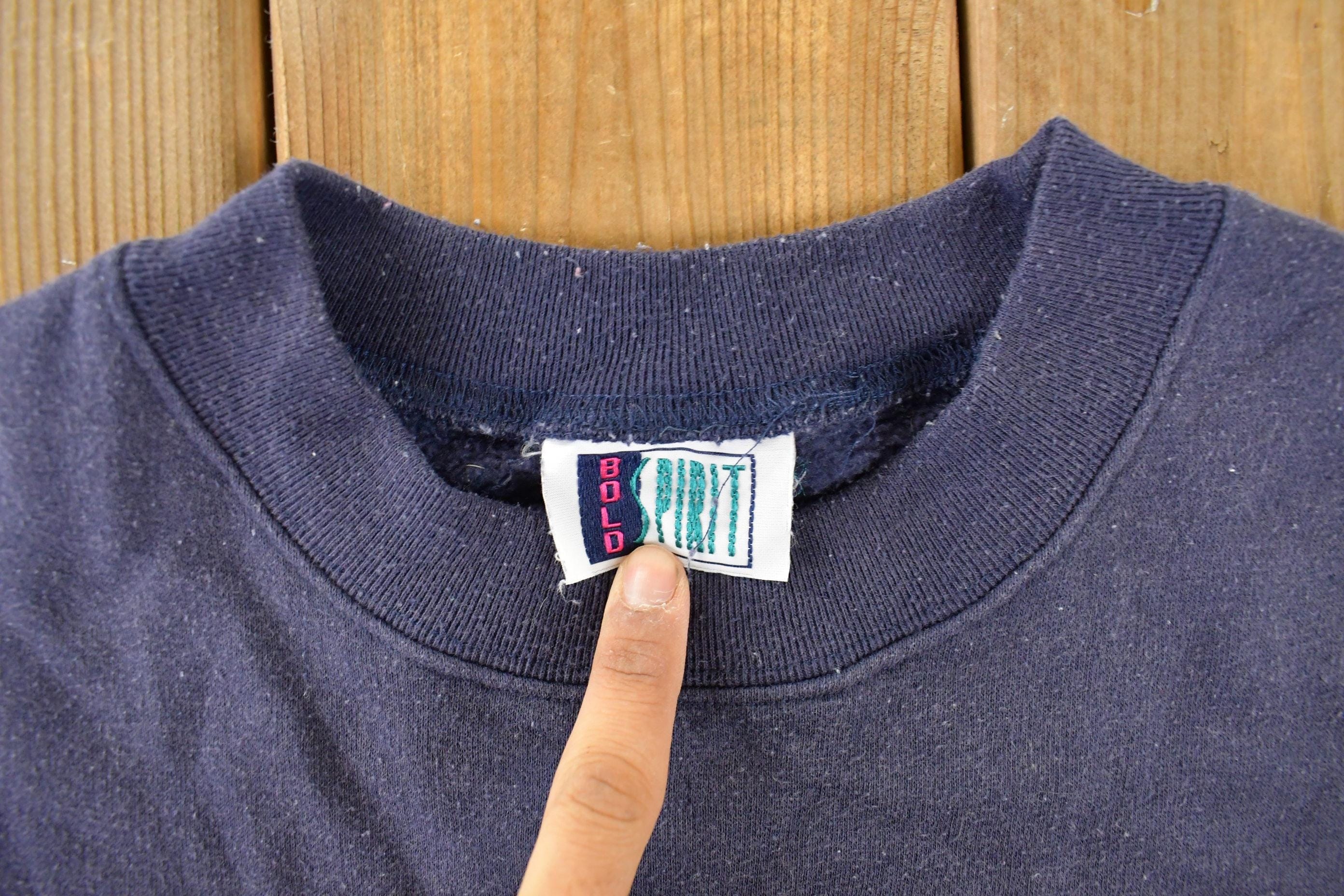 Vintage 1990s Bold Spirit Blank Crewneck Sweatshirt Men's Medium - Image 4