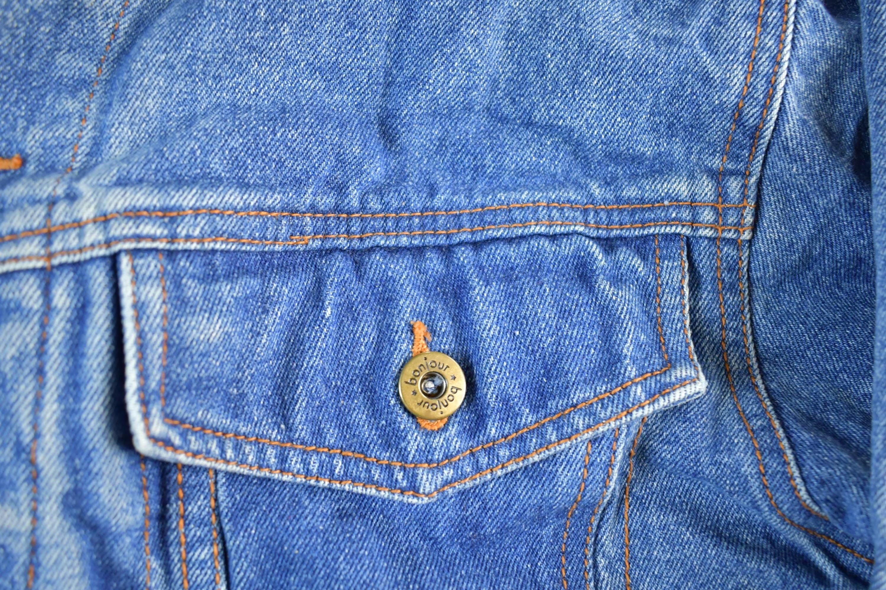 Vintage 1990s Bon Jour Denim Jean Trucker Jacket Men's Medium - Image 4