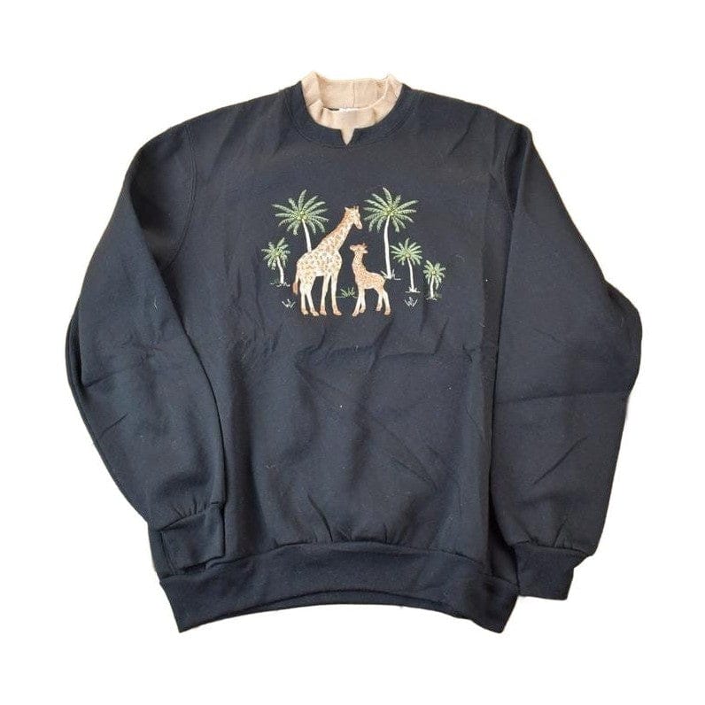 Vintage 1990s Bonworth Double Collar Giraffe Africa Crewneck Men's Medium