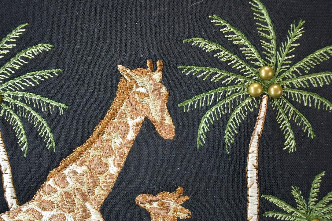 Vintage 1990s Bonworth Double Collar Giraffe Africa Crewneck Men's Medium - Image 5