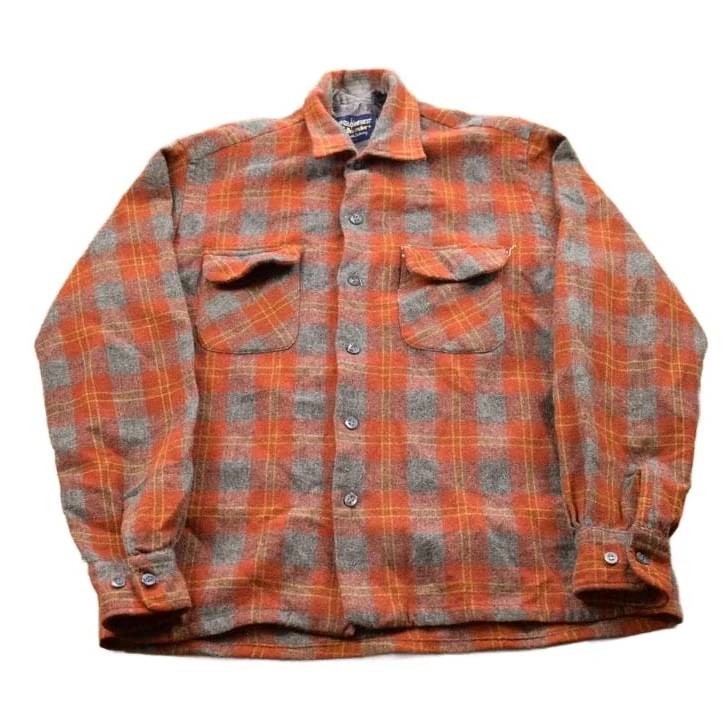 Vintage 1990s Brewster Wool Plaid Flannel Button Up Shirt Men's Small