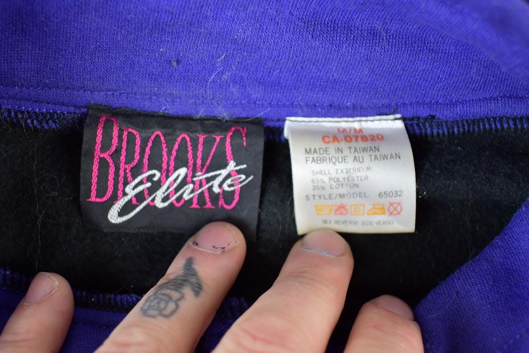 Vintage 1990s Brooks Elite Crewneck Sweatshirt Men's Medium - Image 3