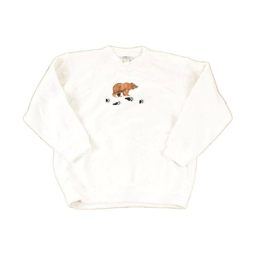 Vintage 1990s Brown Bear Embroidered Fleece Outdoorsman Sweater Men's L