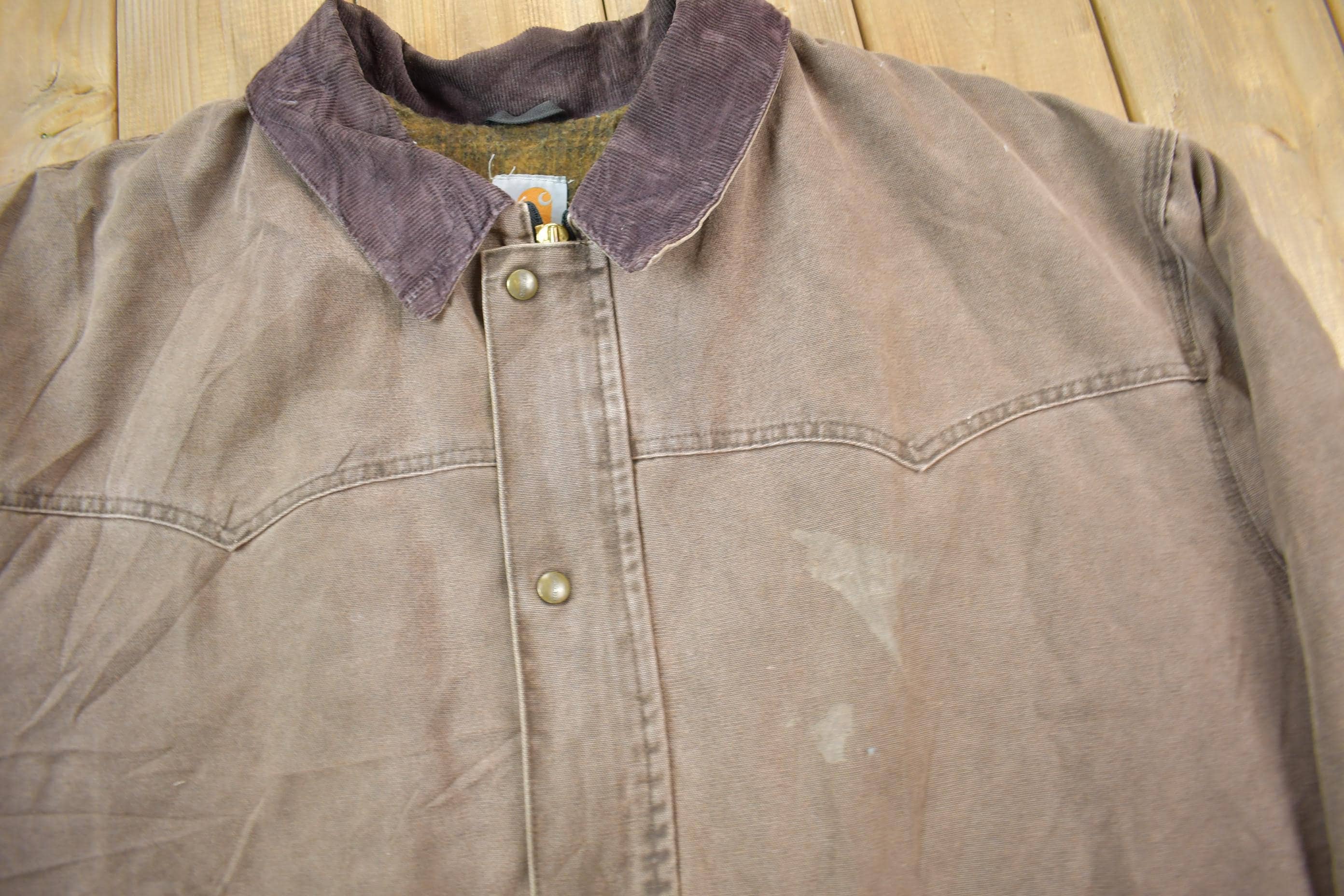 Vintage 1990s Brown Carhartt Field Coat Men's 4XL - Image 3