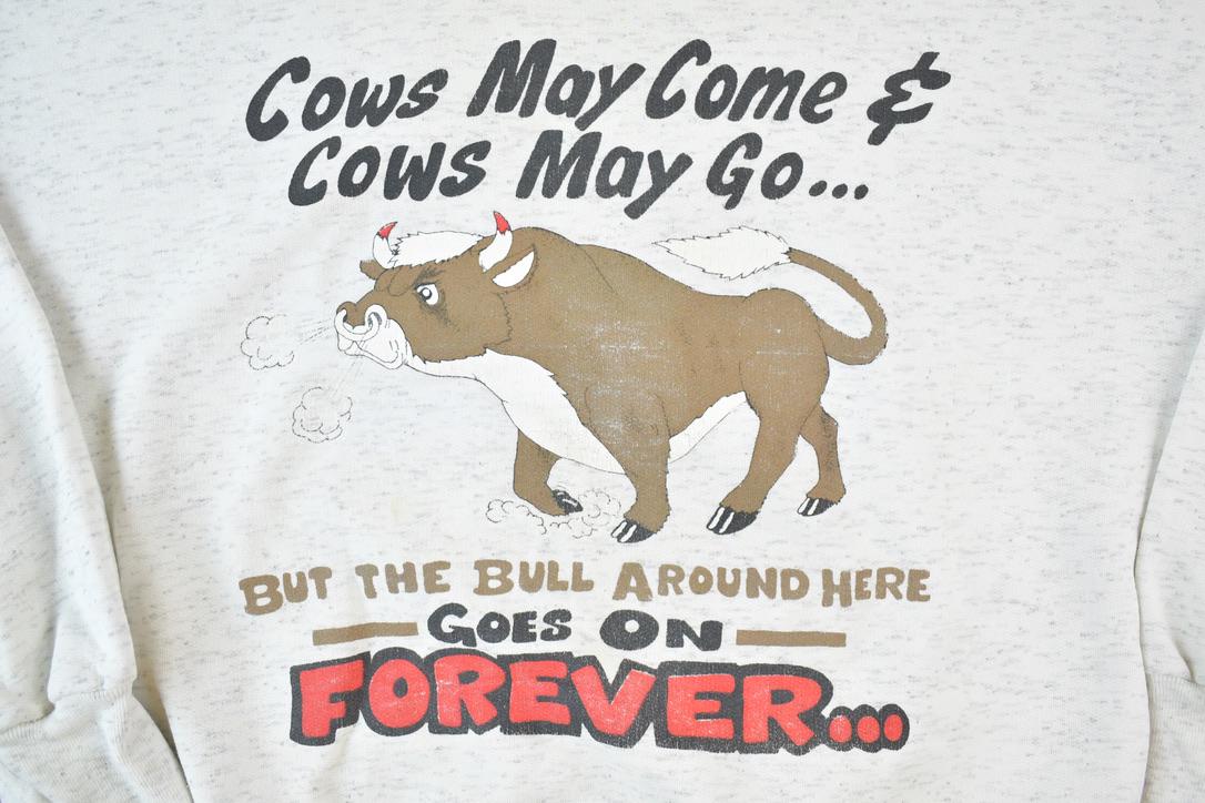 Vintage 1990s BS Forever Bull Cute Crewneck Sweater Men's Medium - Image 4