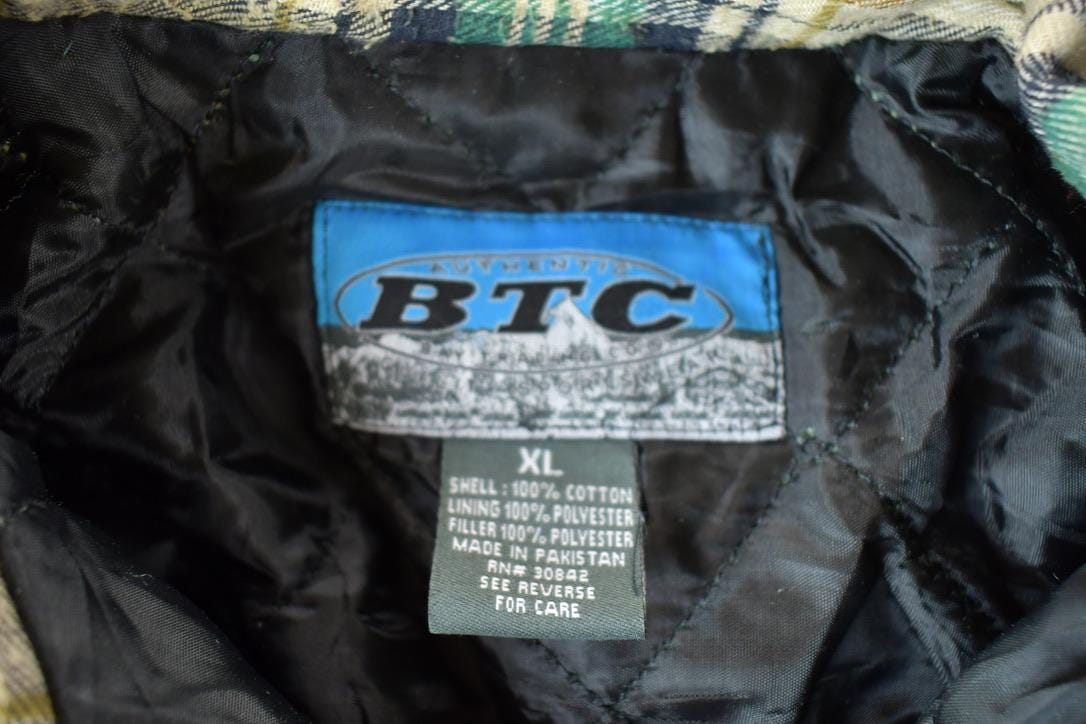 Vintage 1990s BTC Western Style Lined Button Up Flannel Shirt Men's XL - Image 5