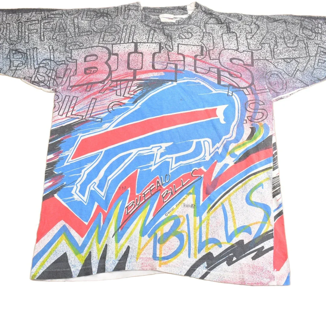 Vintage 1990s Buffalo Bills NFL All Over Print T-Shirt Men's Large