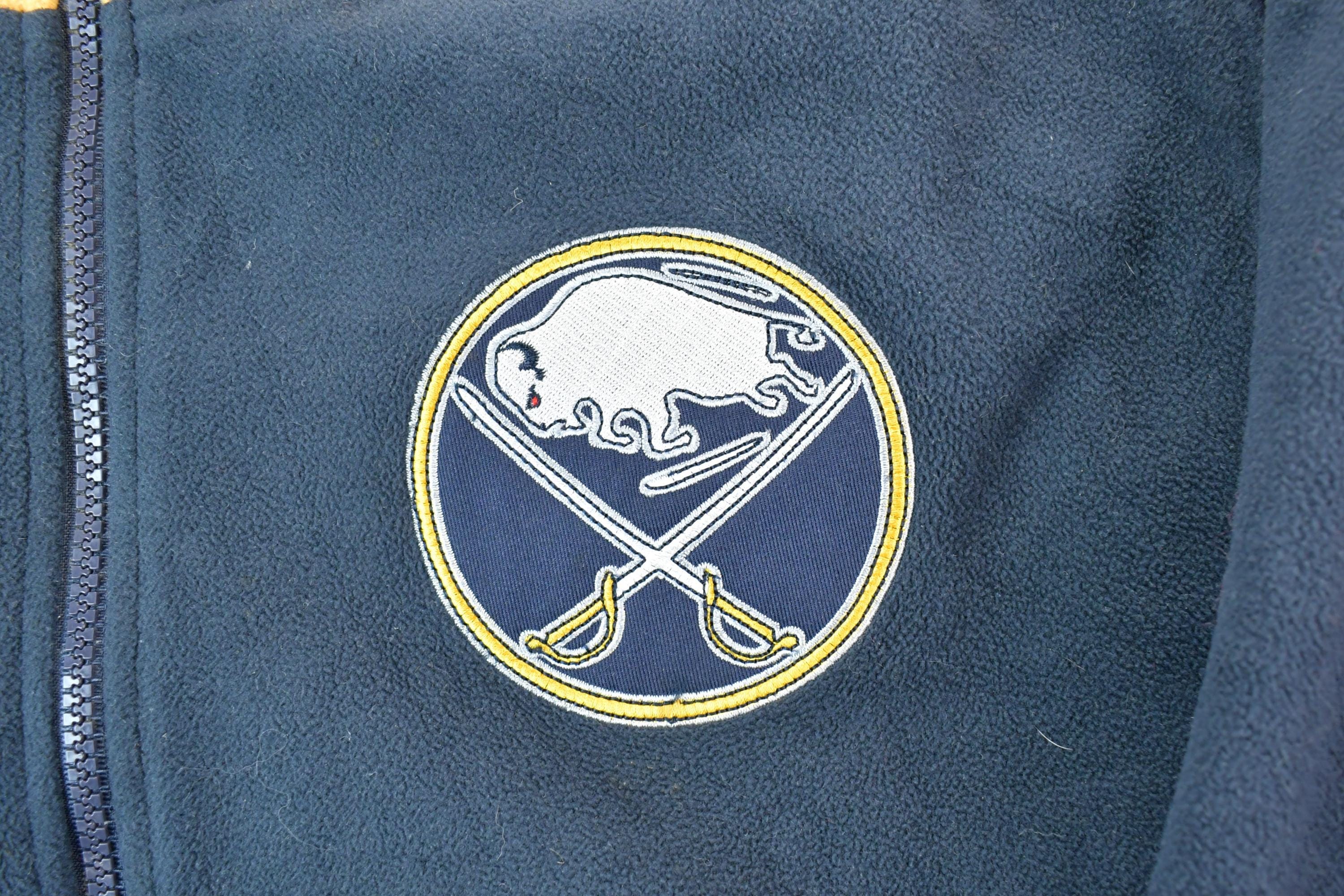 Vintage 1990s Buffalo Sabres Old Time Hockey NHL Hockey Full Zip Fleece Sweatshirt Men's Large - Image 4