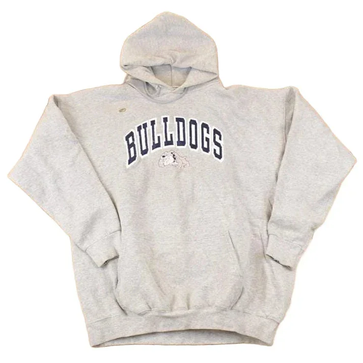 Vintage 1990s Bulldogs Embroidered University Hoodie Sweater Mens XL
