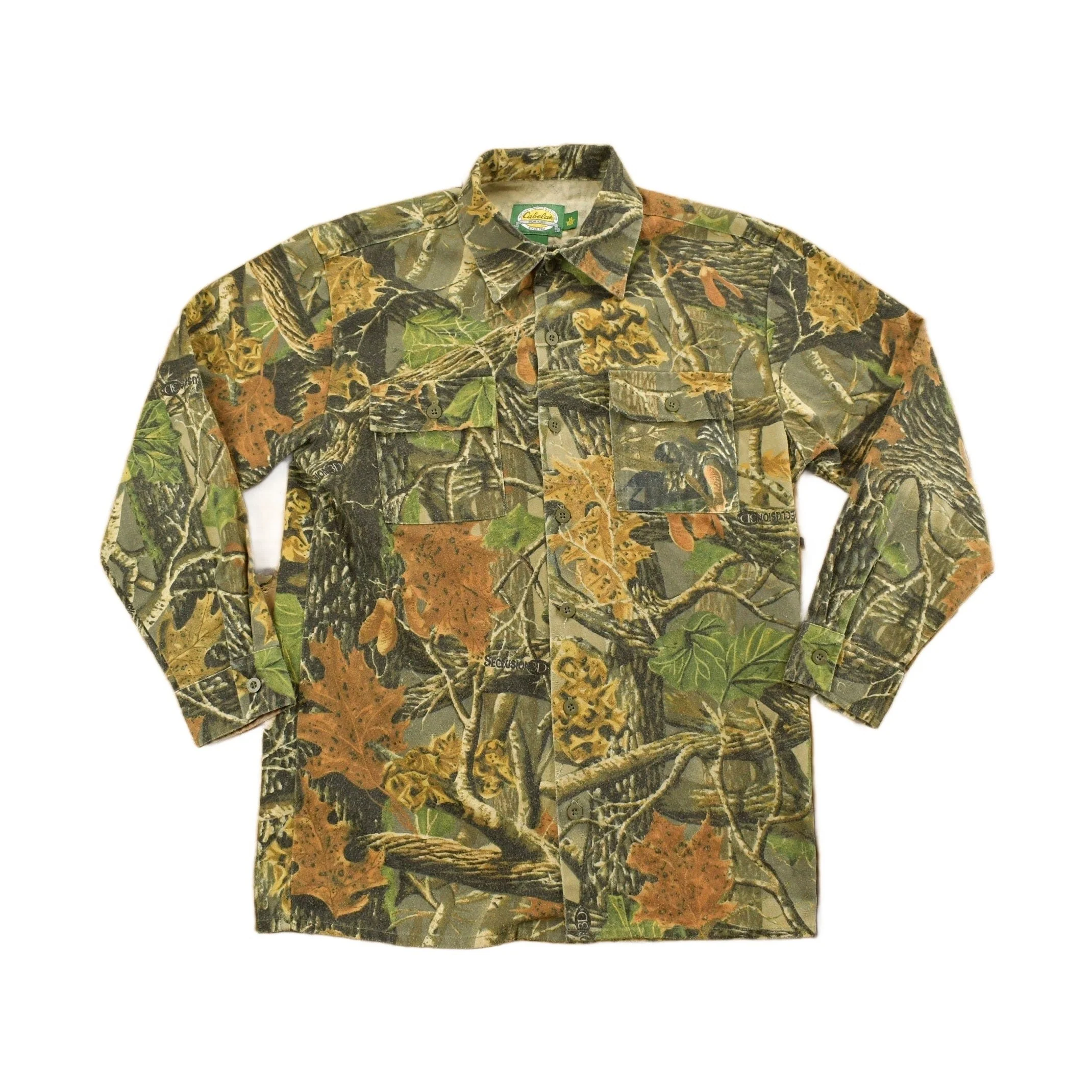 Vintage 1990s Cabela's For Kids Tree Camouflage Button Up Shirt Youth XL