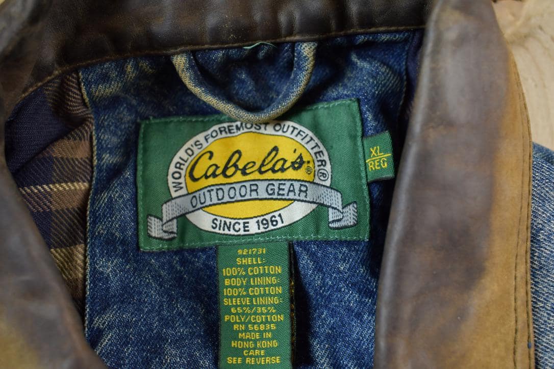 Vintage 1990s Cabelas Upstream Denim Jean Jacket Men's XL - Image 3