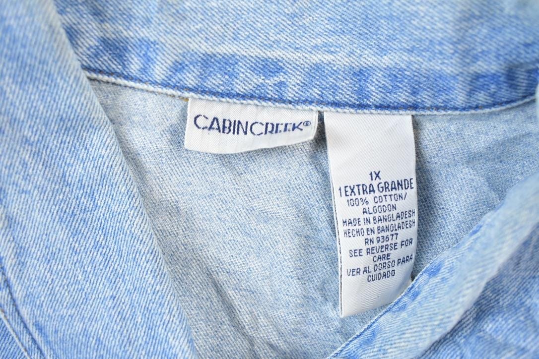 Vintage 1990s Cabin Creek Denim Button Up Shirt Men's XL - Image 3