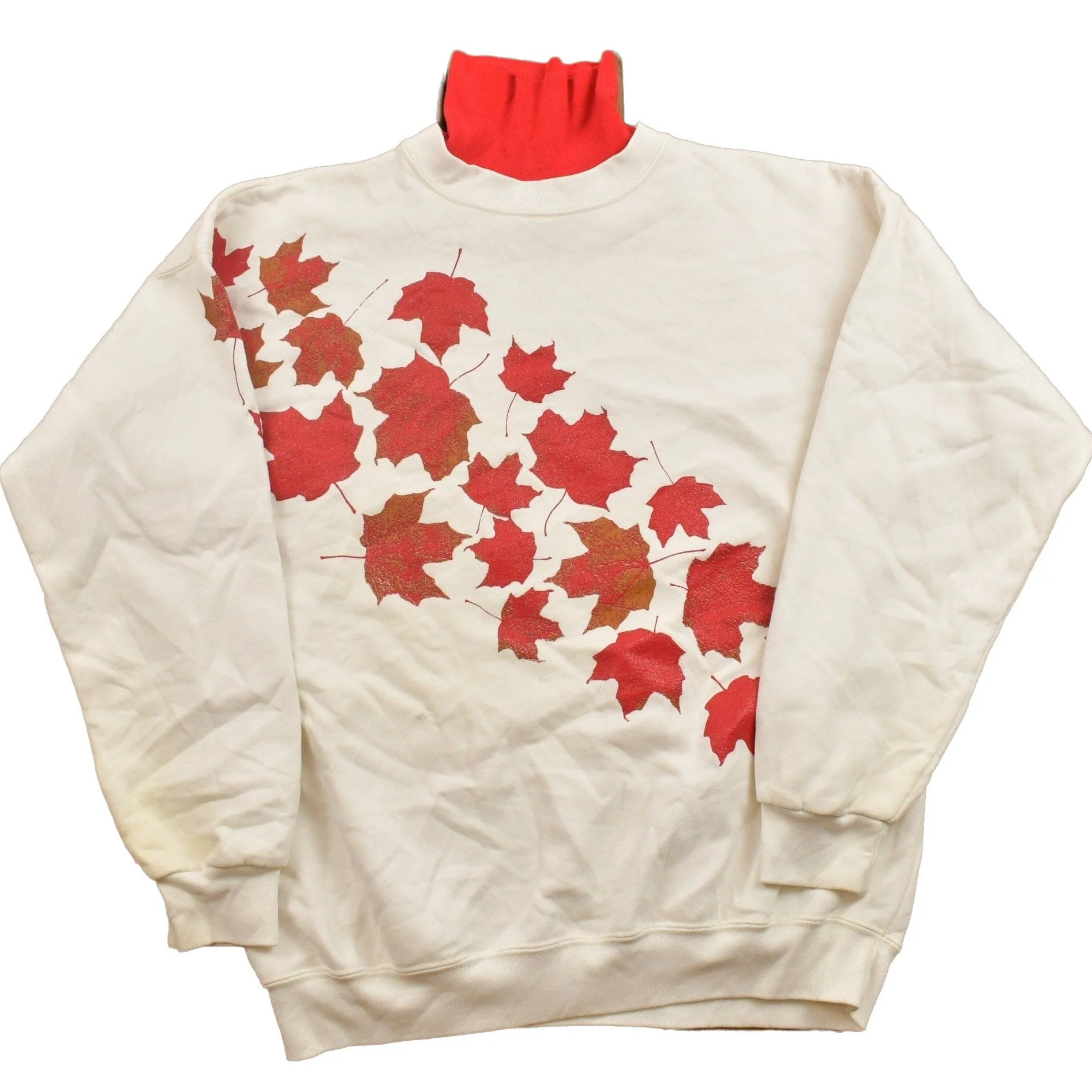 Vintage 1990s Canada Maple Leaf Turtleneck Sweatshirt Men's Large