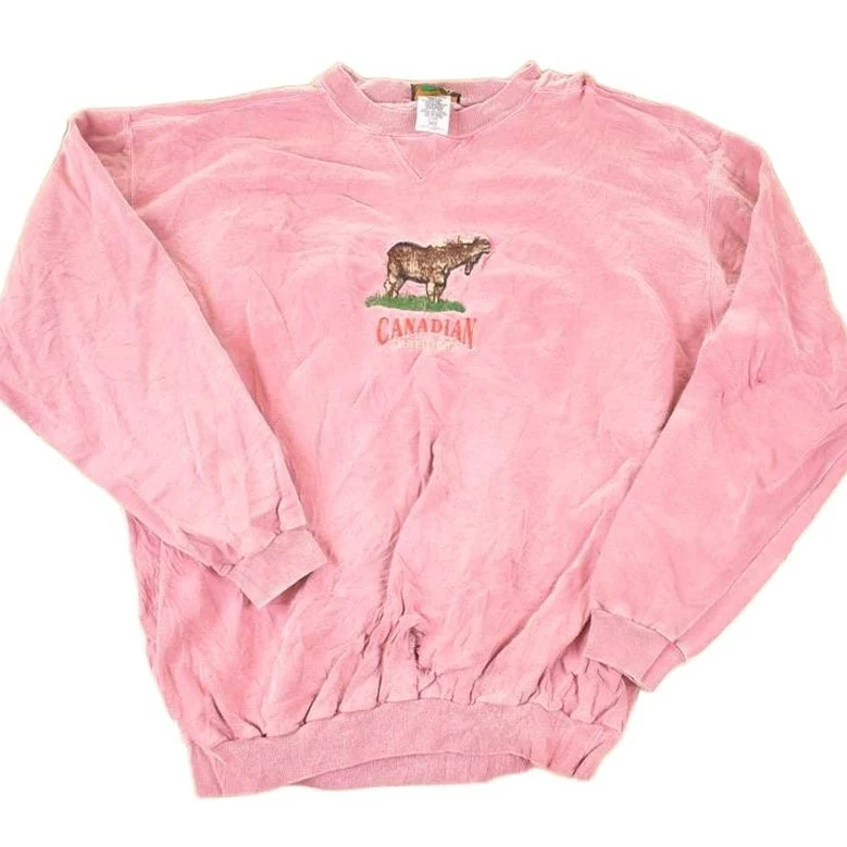 Vintage 1990s Canadian Outfitters Embroidered Moose Garment Dyed Crewneck Sweatshirt Men's L