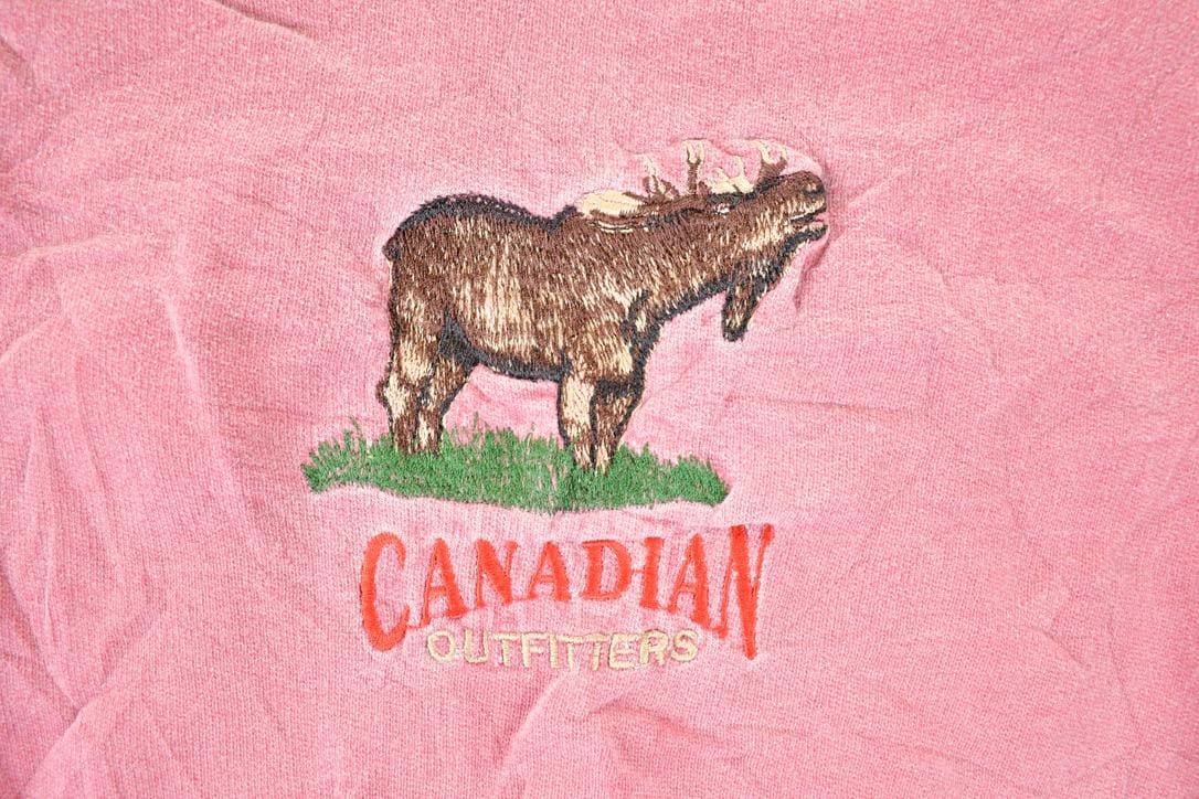Vintage 1990s Canadian Outfitters Embroidered Moose Garment Dyed Crewneck Sweatshirt Men's L - Image 3