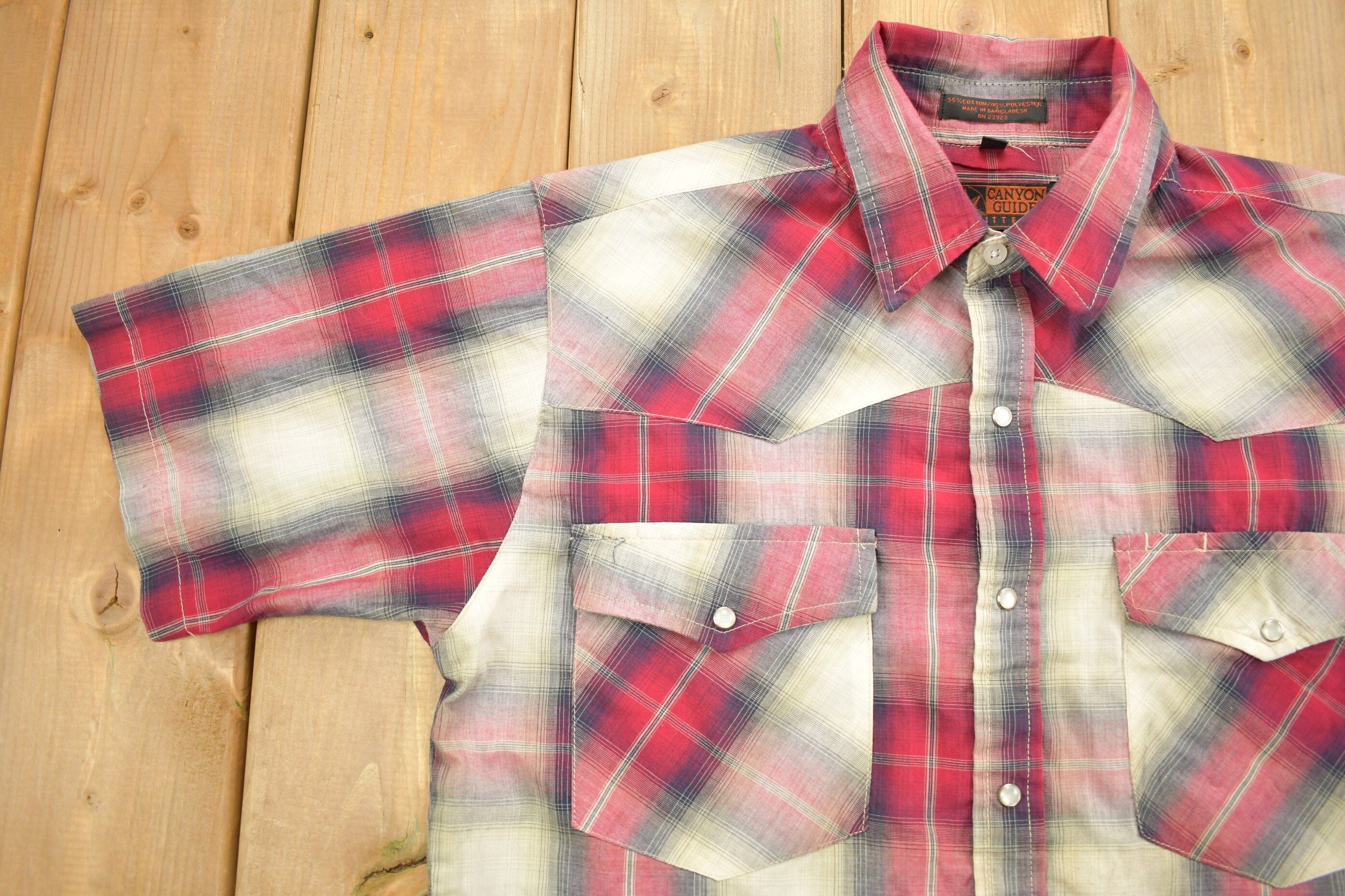 Vintage 1990s Canyon Guide Western Flannel Button Up Shirt Men's Medium - Image 4