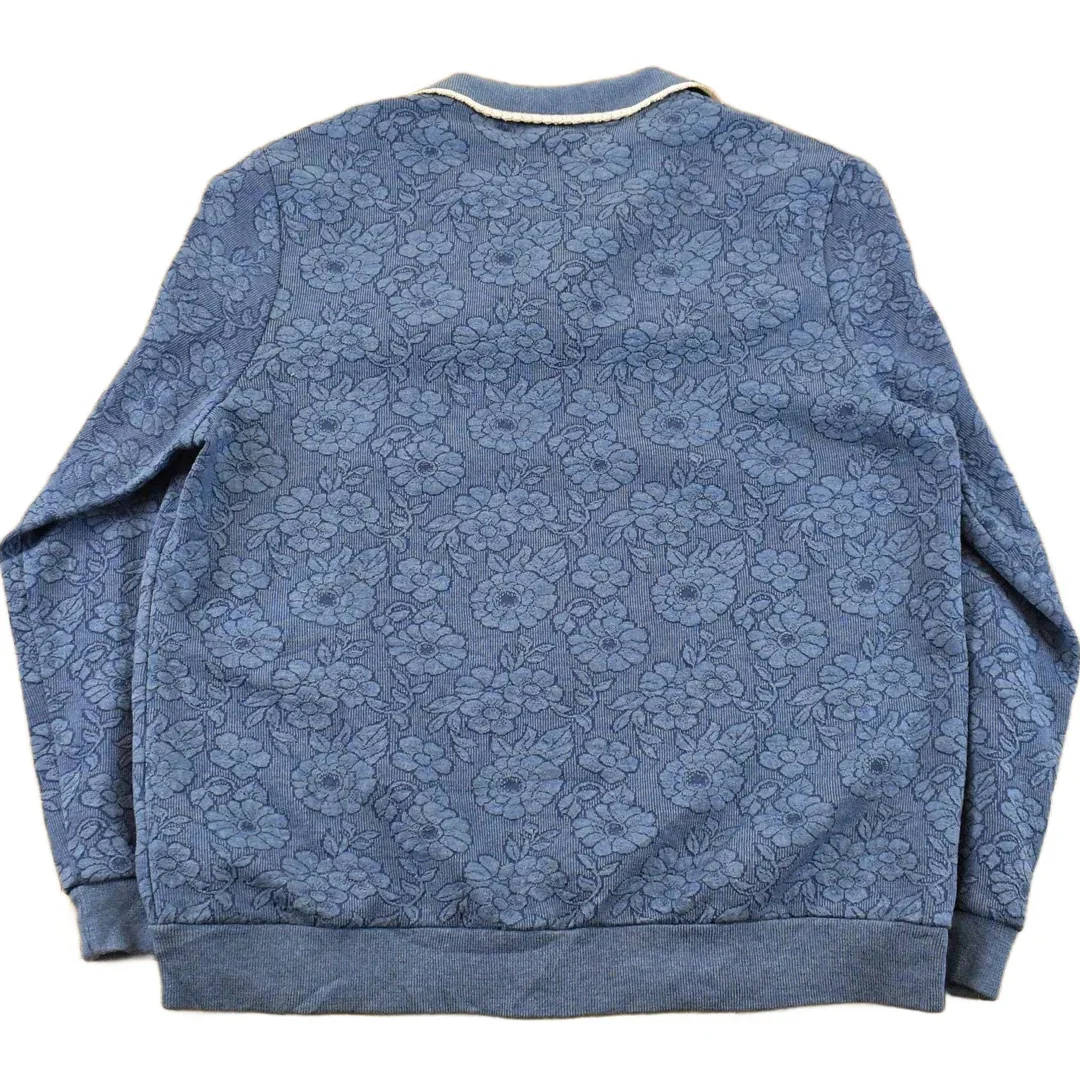 Vintage 1990s Cape Cod Floral Collared Sweatshirt Sun Faded Men's Medium - Image 2