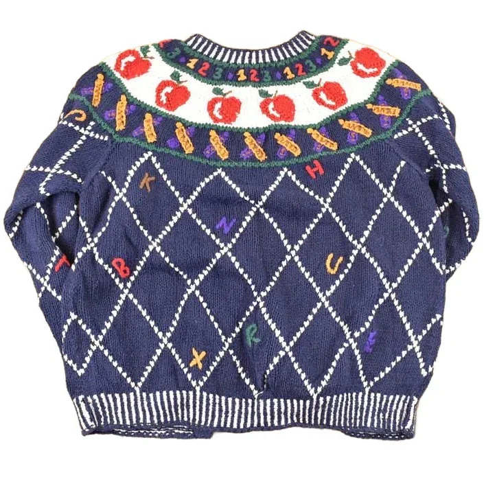 Vintage 1990s Cape Isle Knitters Apple Hand Knit Cardigan Sweater Women's L - Image 2