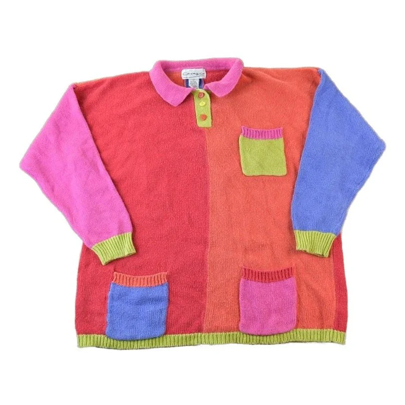 Vintage 1990s Capezio Knit Quarter Button Sweater Men's XL